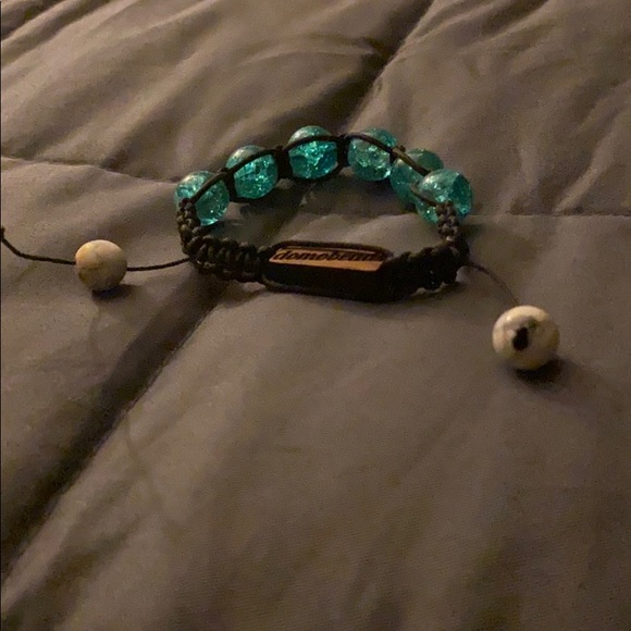 Blue and white ball adjustable bracelet - Picture 3 of 4